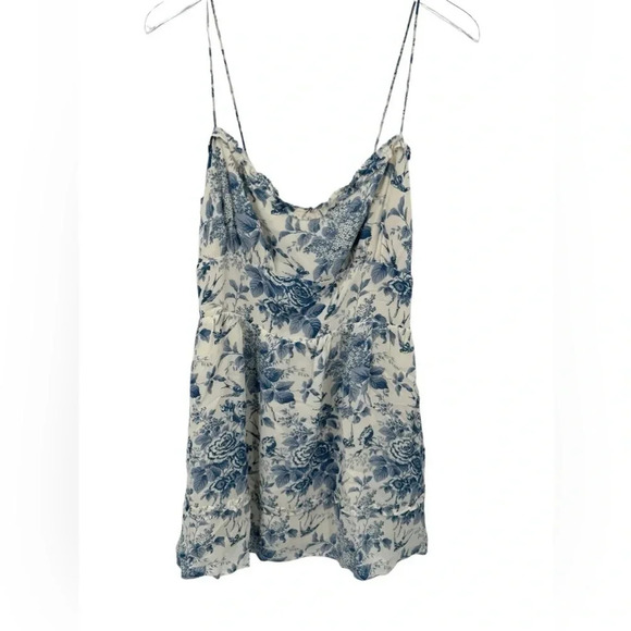 Reformation Esther Mini Dress Pompadour Blue Floral Print 12 B1565 - Picture 5 of 8